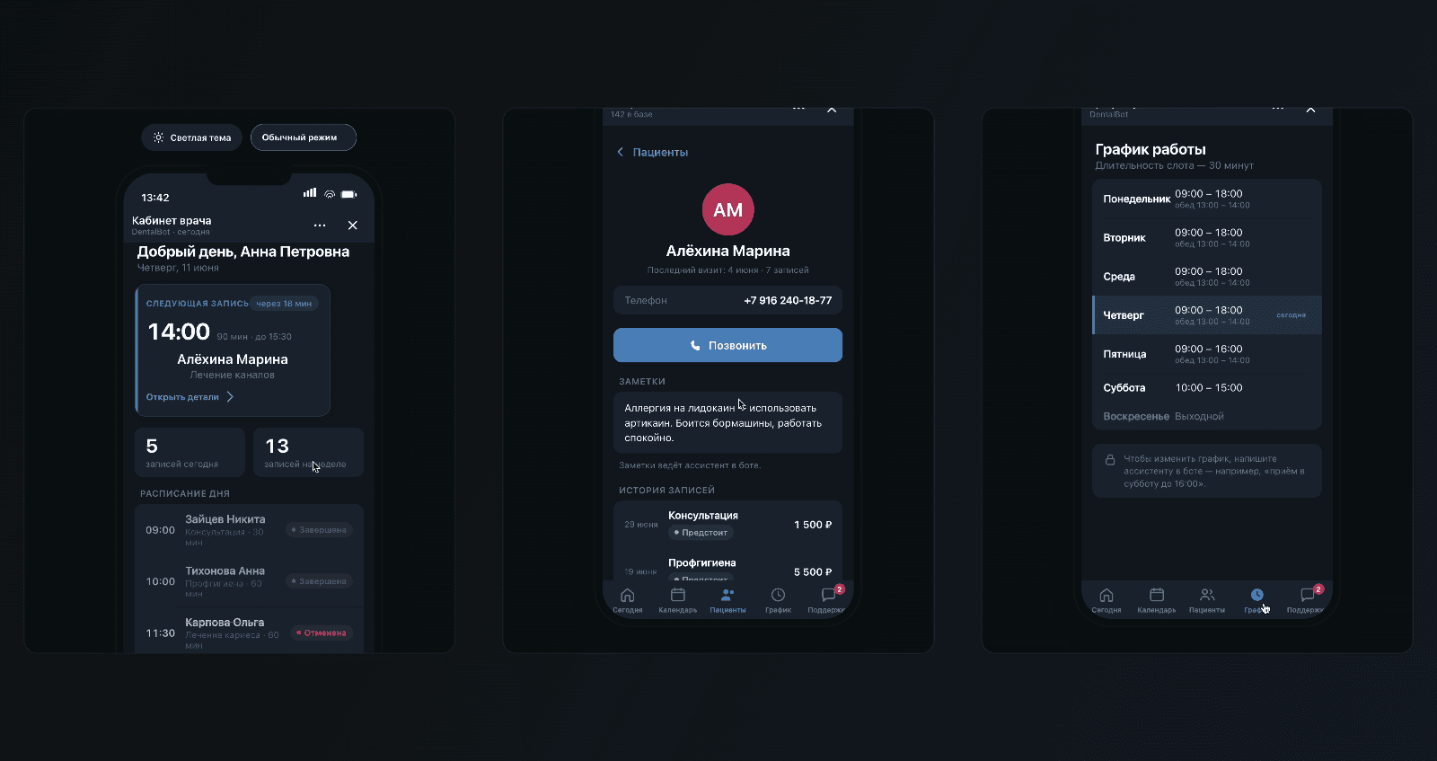 DentalBot — скриншот интерфейса проекта